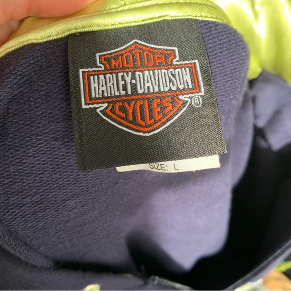 Harley Davidson Edison NJ full zip hooded sweatshirt navy blue green L - Picture 3 of 11